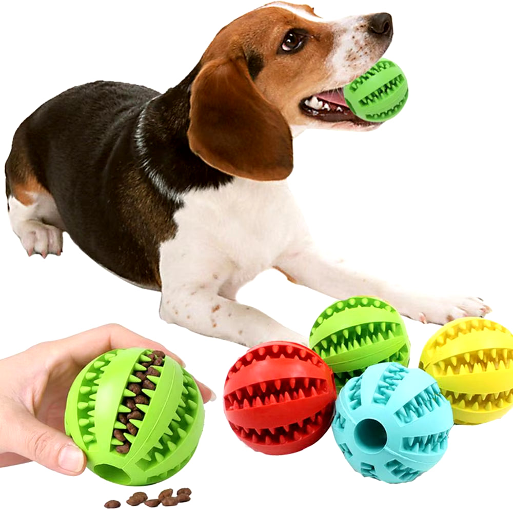 Dog Food Treat Feeder Funny Pet Interactive Rubber Ball Dogs Chew Toy Tooth Cleaning Ball Puppy Training Bite Resistant Toy Ball