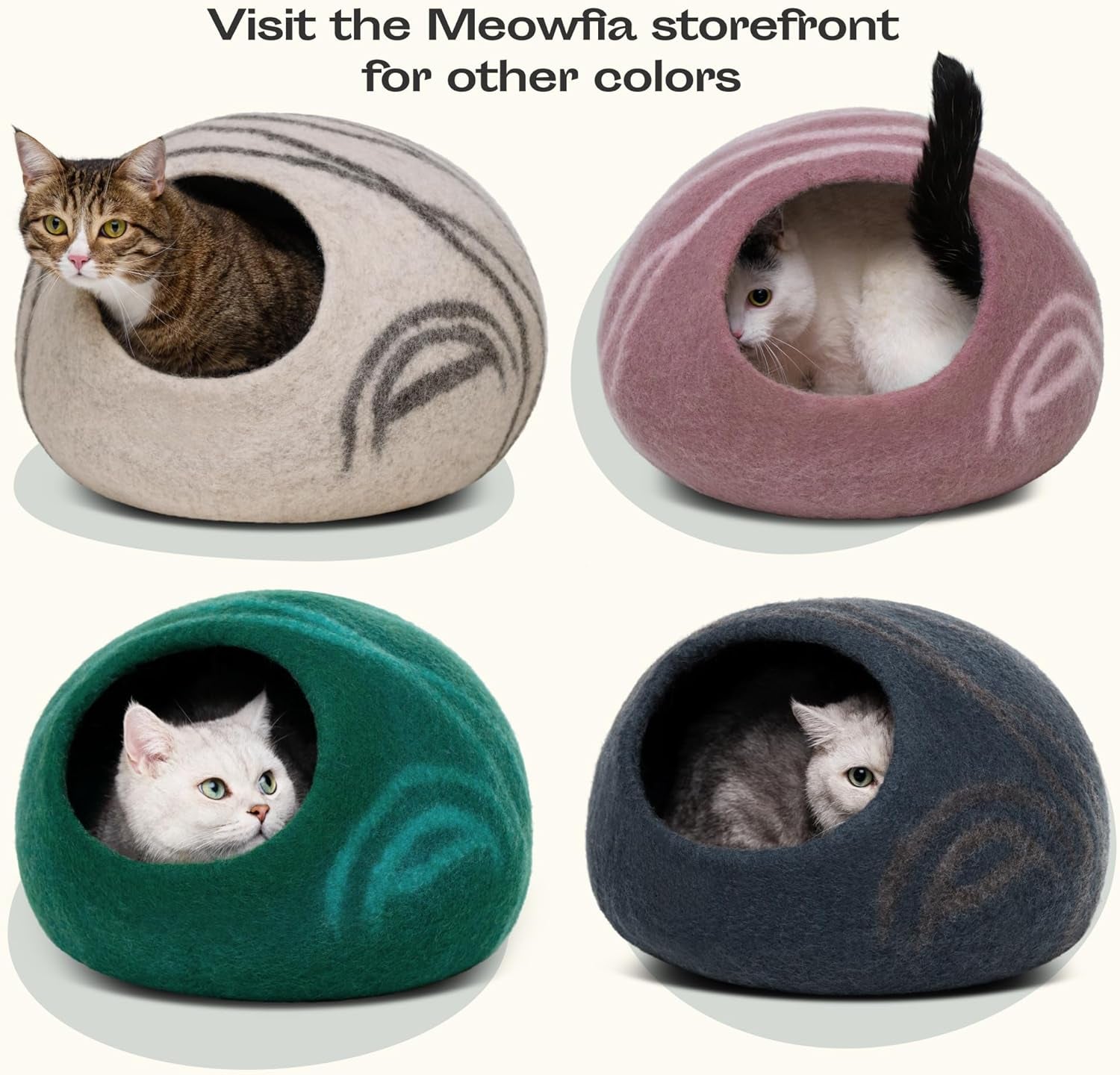 Premium Felt Cat Bed Cave - Handmade 100% Merino Wool Bed for Cats and Kittens (Light Shades) (Medium, Aquamarine)